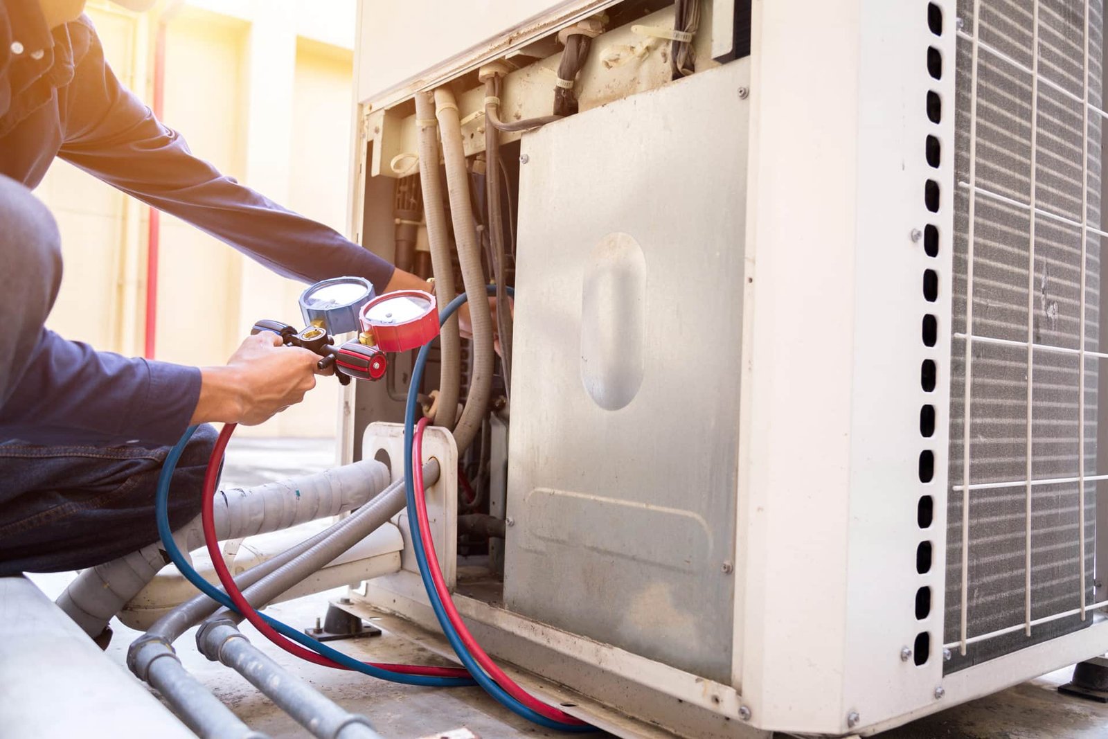 Expert AC Diagnostics & Repair Miami | Honest, Accurate Solutions | Runika.pro A Runika.pro expert using advanced tools to diagnose a complex issue with an air conditioning system in a Miami home