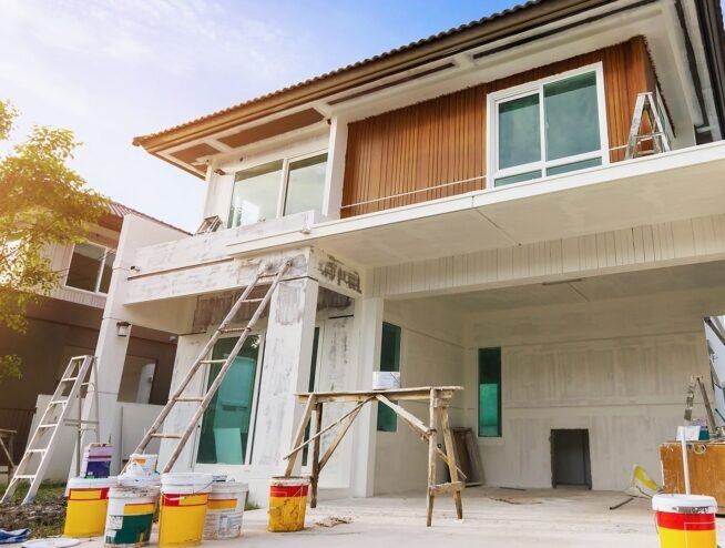 Professional exterior house painting in Miami by Runika.pro, applying a durable, weather-resistant coat to protect and refresh a home's siding